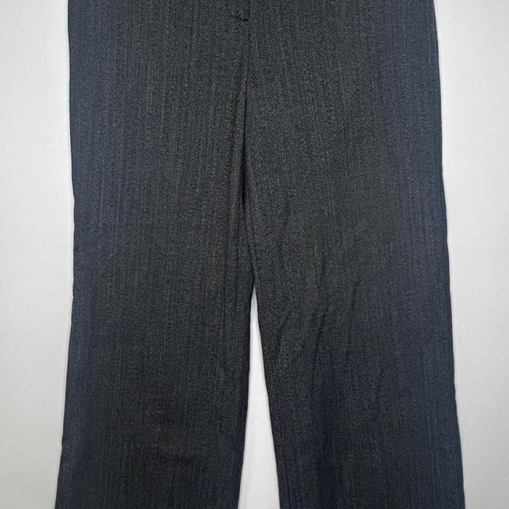 Jones New York Women Herringbone Dress Pants Grey Classic Career Trousers Flat